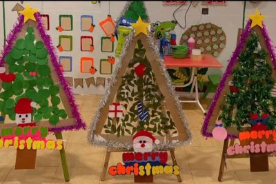 Hoạt động trải nghiệm trang trí cây thông Noel đón Giáng sinh tại lớp Nhà trẻ